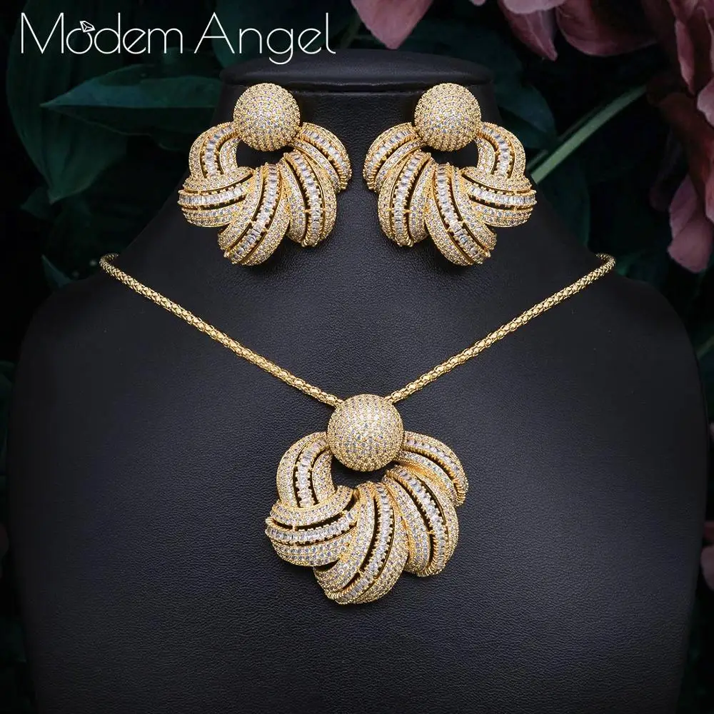 ModemAngel роскошный круглый фианит Кристалл CZ длинное свисающее ожерелье кулон