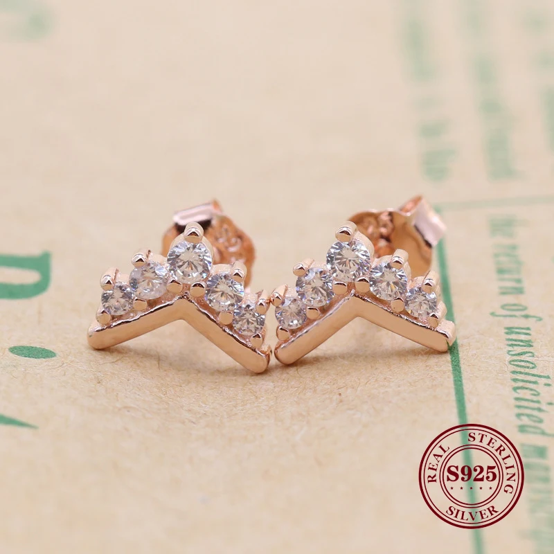 

Amaia Original 925 Sterling Silver Creative Rose Gold Crown Wishing Bone Earrings For Women Gift Jewelry