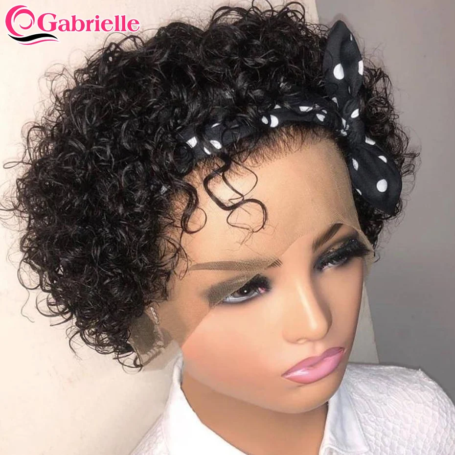 

Gabrielle Pixie Cut Human Hair Wigs Short Curly 13x1 Lace Wig for Black Women Pre Plucked Brazilian Remy Hair T Part Wig