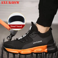 summer exhibition men work safety shoes 2020 outdoor steel toe cap anti smashing puncture proof construction hiking shoes boots