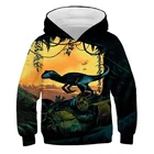 Новинка; Детская толстовка с капюшоном с 3D принтом Парк Юрского периода; Толстовка с динозавром из аниме; Осенний модный детский Повседневный пуловер; Толстовка с длинными рукавами