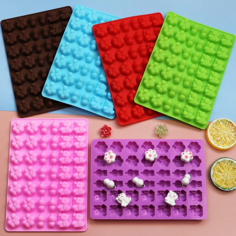 

42 Cavity Cartoon Silicone Molds Animals Bears Paw Gummy Candy Chocolate Mould Ice Cube Tray Jelly Molds Cake Decorating Tools