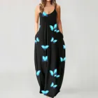 Женское летнее платье макси с принтом бабочки, сексуальное женское длинное платье в стиле бохо, пляжный праздничный сарафан на бретелях-спагетти