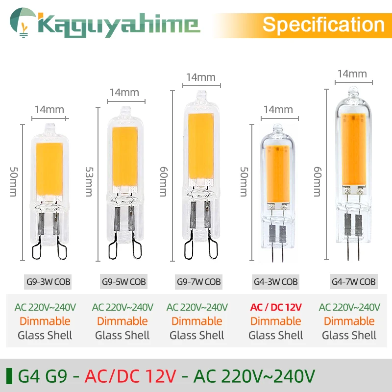 OK-B светодиодный COB G4 G9 E14 лампы AC/DC 12V 3w 5w 6W 220V Высокая Яркость светильник лампочка