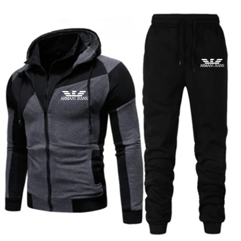 

2021 new product Ammani Men's Sportswear 2 Hoodie + Pants Sportswear Men's Sweater Zipper Hoodie Men's Suit Sportswear Jogging S