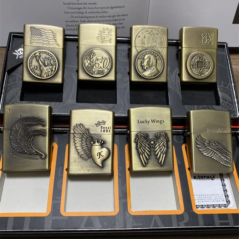 Набор керосиновых зажигалок мужские гаджеты в стиле ретро с искусственной кожей