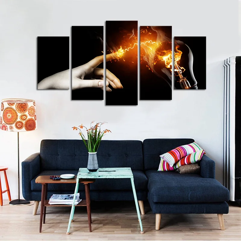 С сенсорной панелью плакат молнии Wall Art Печать холст картина 5 шт. Творческий дом