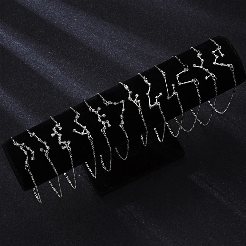 

Ailodo 12 Constellation Pendant Necklace Zodiac Sign Necklace Birthday Gifts Message Card For Women Girl Fashion Jewelry LD237