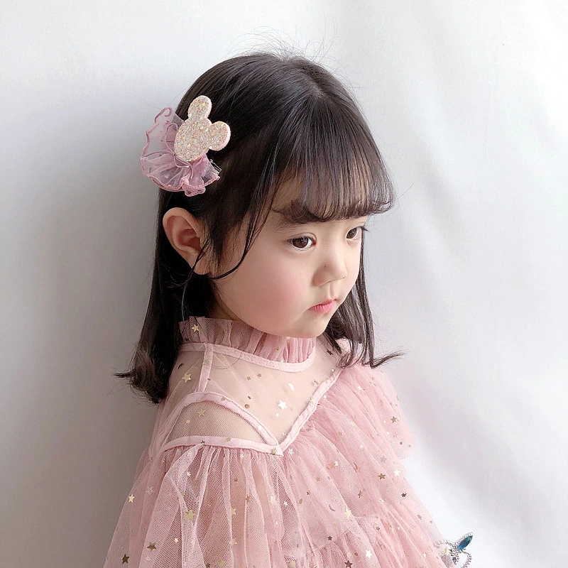 2020 New Fashion Sequin Hair Pins Disney Cartoon Cute Children Accessories Mickey Minnie Mouse Girl Kids Clip Headwear |