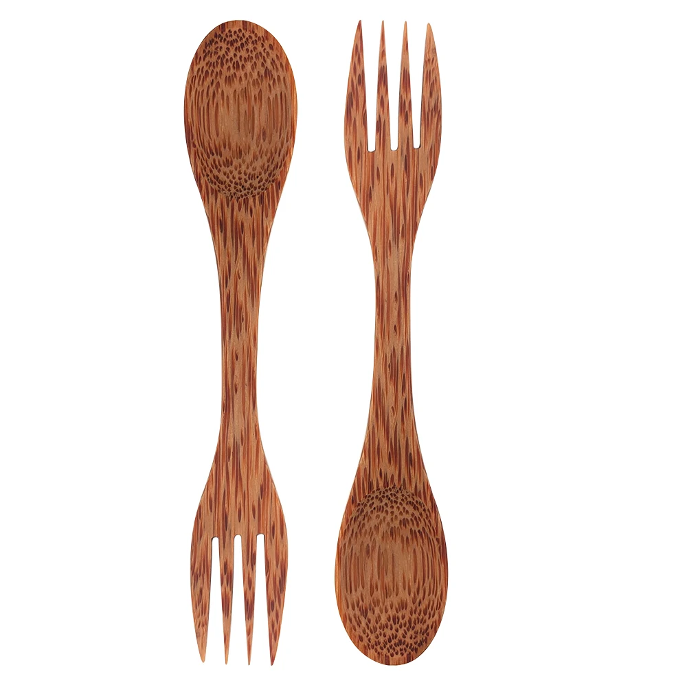 Деревянная вилка Кокосовая кухонная портативная многоразовая посуда высокого