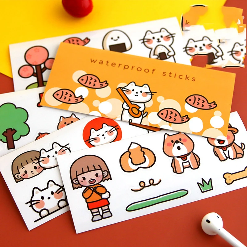 Мультяшный Кот медведь милая девушка ручная наклейка для скрапбукинга DIY