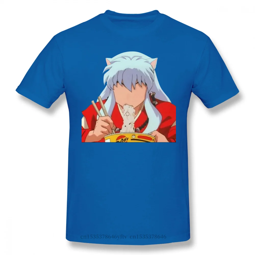 

2021 Leisure Fashion 100% cotton T-shirt New Summer Eating Ramen Inuyasha Kagome Sango Shippo Sesshomaru Rin Anime Ofertas Men