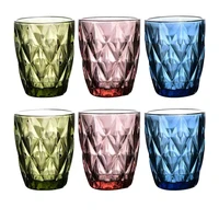 6pcs lot juice glass cups 250ml relief retro blue whiskey vodka drinking cup beverage glasses bar party wedding home tools