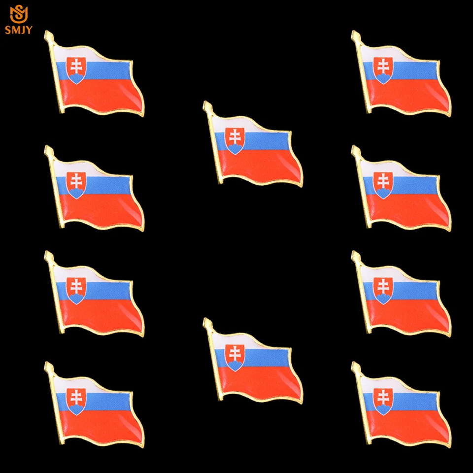 

10 шт. флаг, сувенирная игла, герб Словакии, металлическая позолоченная пряжка-бабочка, значок, ювелирные изделия, носимый галстук для костюм...