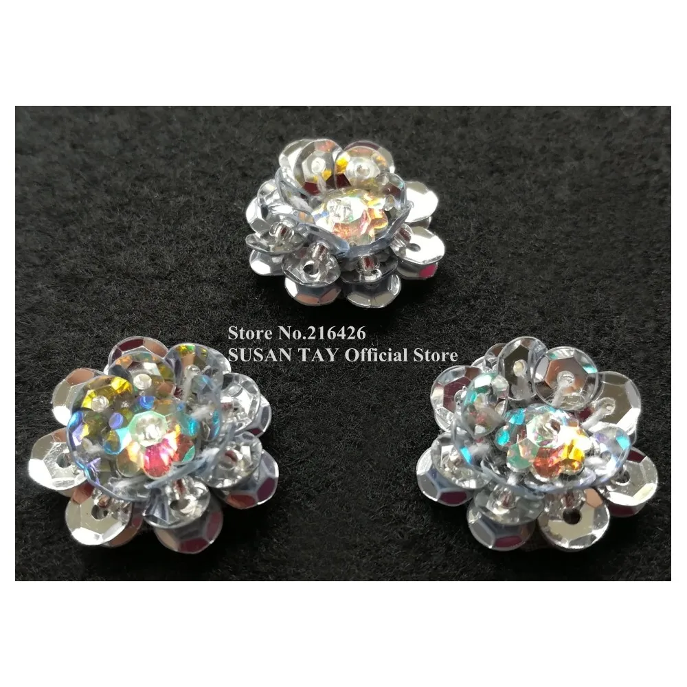 15 шт./лот x Новинка ручной работы сшитое фиолетовое Расшитое бисером 3D цветочное