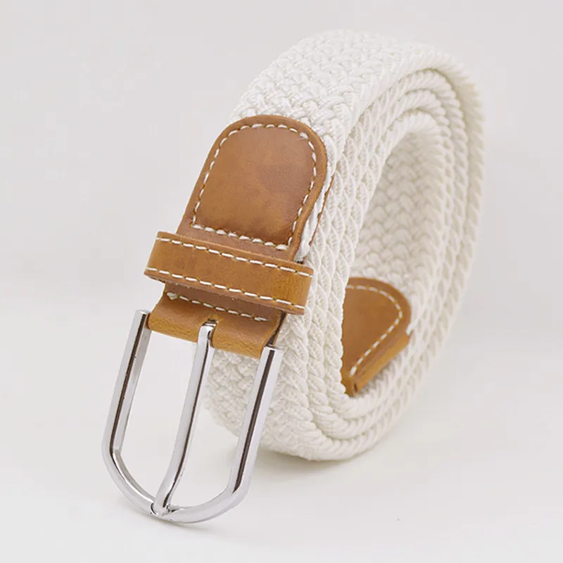

Women's Elastic Elastic Woven Belt Belt Student Canvas Belt Pin Buckle Casual Youth Pant Belt No Punching