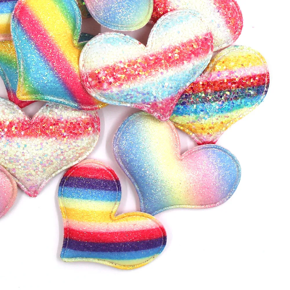 10 шт блестящие нашивки с радугой в форме сердца патч Скрапбукинг Сделай Сам