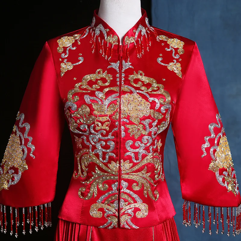 Женское традиционное платье Cheongsam длинное китайское свадебное элегантные
