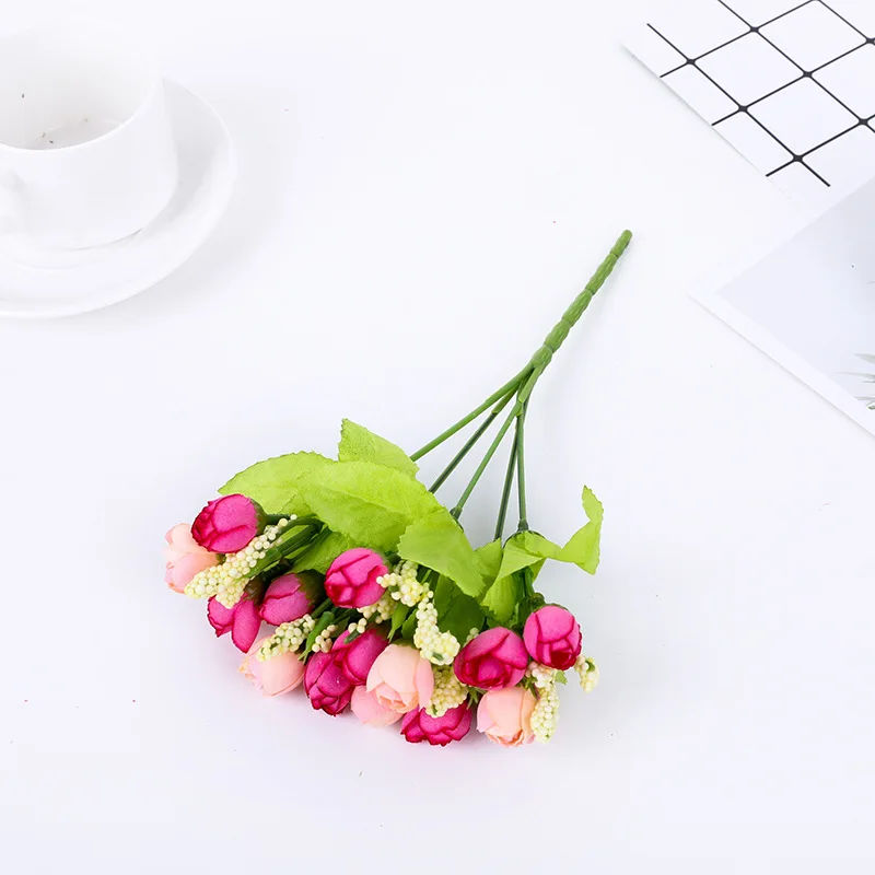 

1Piece 15 Head Beautiful Flower Buds Small Tea Buds Simulation Flowers Star Buds Ins Nordic Mini Thumb Rose Home Decoration