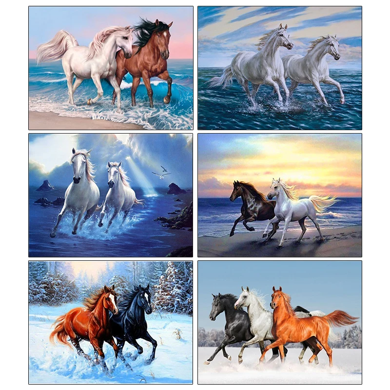 

Алмазная живопись, пейзаж, лошадь, вышивка крестиком 5D, искусство, бусины, Декор для дома