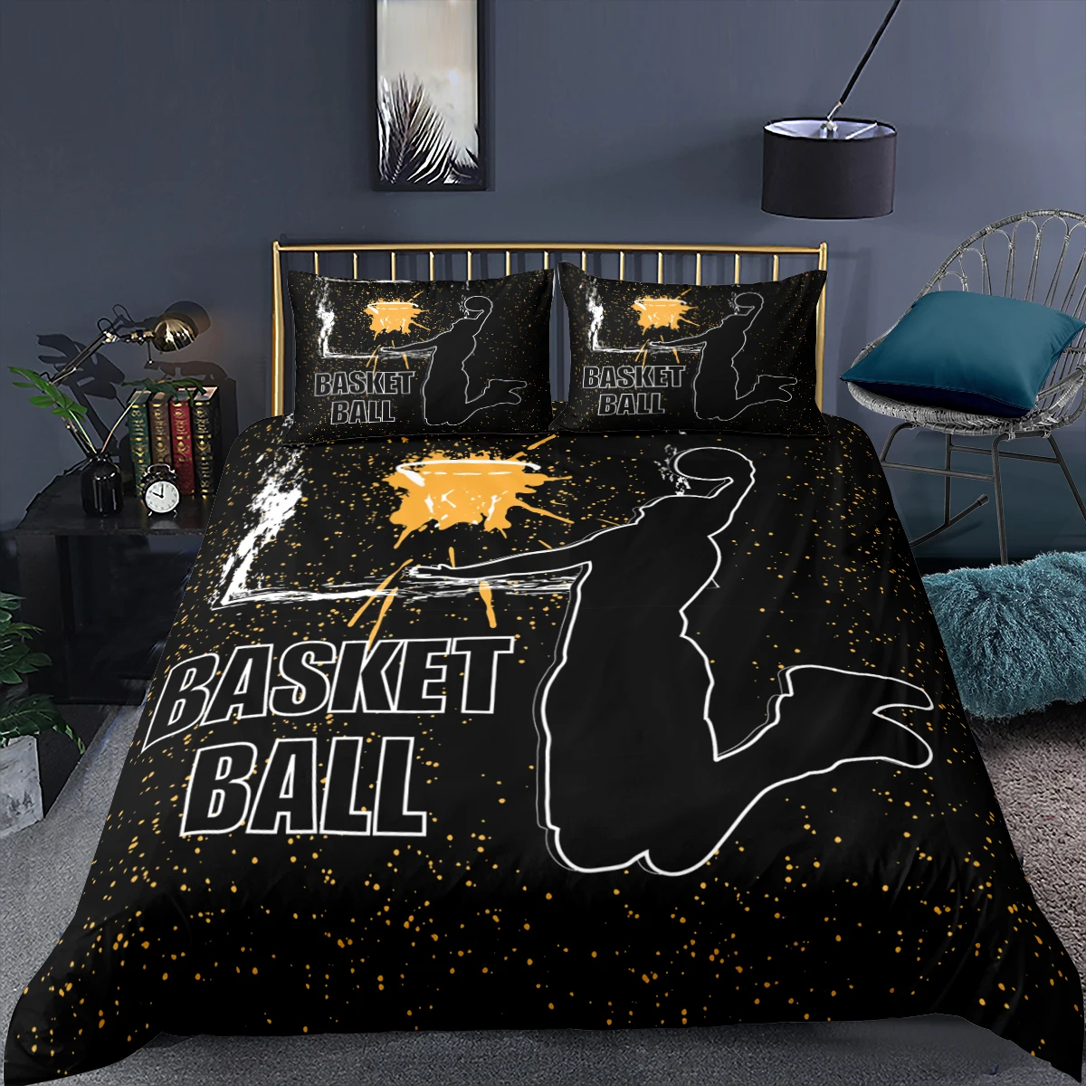 

3D Bedclothes Basketball Printed Bedding Set Soft Duvet Cover Pillowcase Boy Bedroom Single Twin Double Queen King Quilt Cover