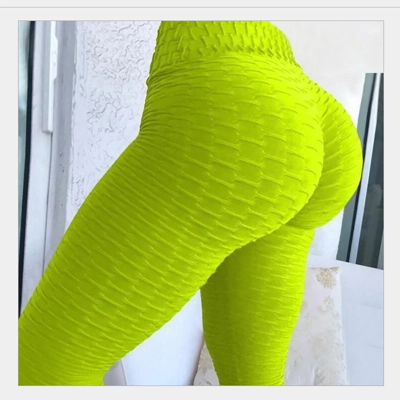 

2020 New Jacquard High Waist Stretch Pants Bubble Pants Fitness Sexy Pants