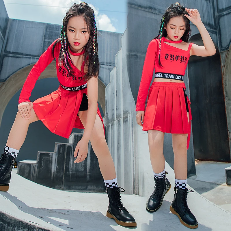

Children'S Day Hip Hop Clothes For Girls Red Outfits Dancers Costumes Jazz Street Dance Wear Ballroom Hiphop Rave Clothes DN9967