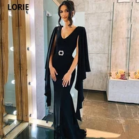 lorie arabic mermaid evening dress v neck flutter sleeves long formal evening party gowns special occasion dress prom custom