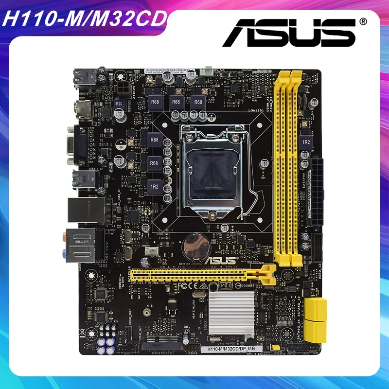 Материнская плата ASUS H110-M/M32CD/DP_MB для ПК DDR3 Intel H110 LGA 1151 ЦП M-ATX 16 Гб PCI-E X16 слот