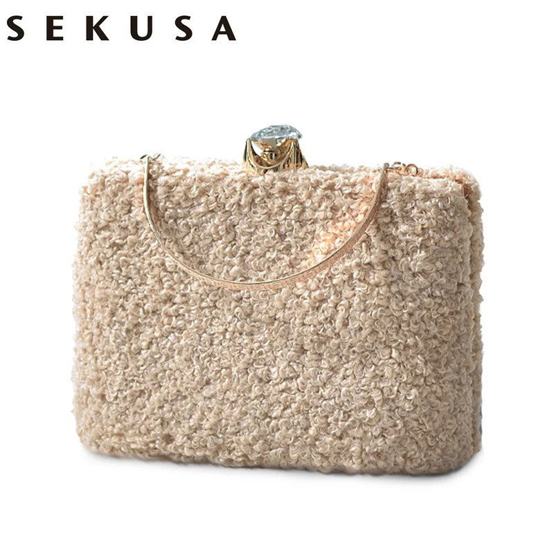 SEKUSA bolsa feminina женские вечерние сумки бархатные бриллианты кошелек женский 2019