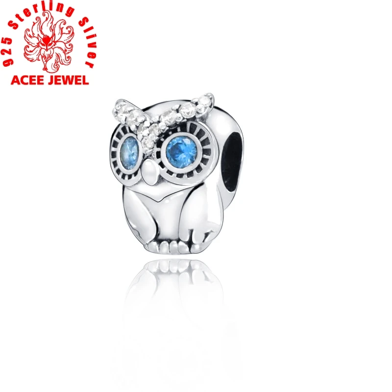 

2019 autumn New 925 Sterling Silver Beads Sparkling Owl Charms Pendant fit Original pandora Bracelets Women DIY JewelryChristmas