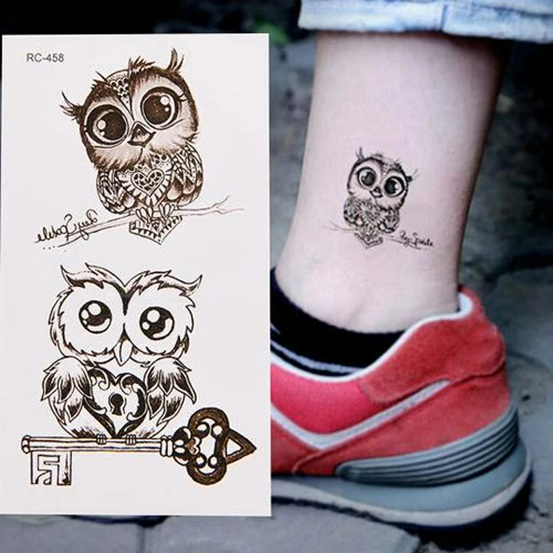 Водонепроницаемый Временные татуировки стикер Сова pattern наклейки тела для