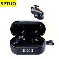 sptuo t8 high quality 16%cf%89 wireless bluetooth earphone tws bluetooth v5 0 cvc8 0 voice assistant touch control headphone headsets