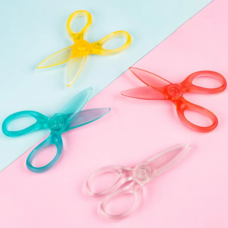 

4pcs KOKUYO Translucent ABS Resin Children's Scissors WSG-HSJ230 Pastel Cookie Kindergarten Stationery Safety Protection Hands