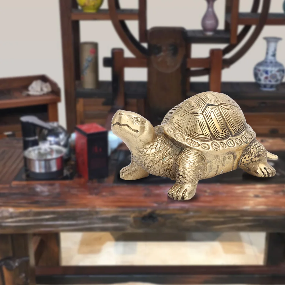 

Pure Brass Hand-Made Longevity Tortoise Home Feng Shui Lucky Ornament Gift Symbol Of Peace For Office Desk Home Tea Ceremony