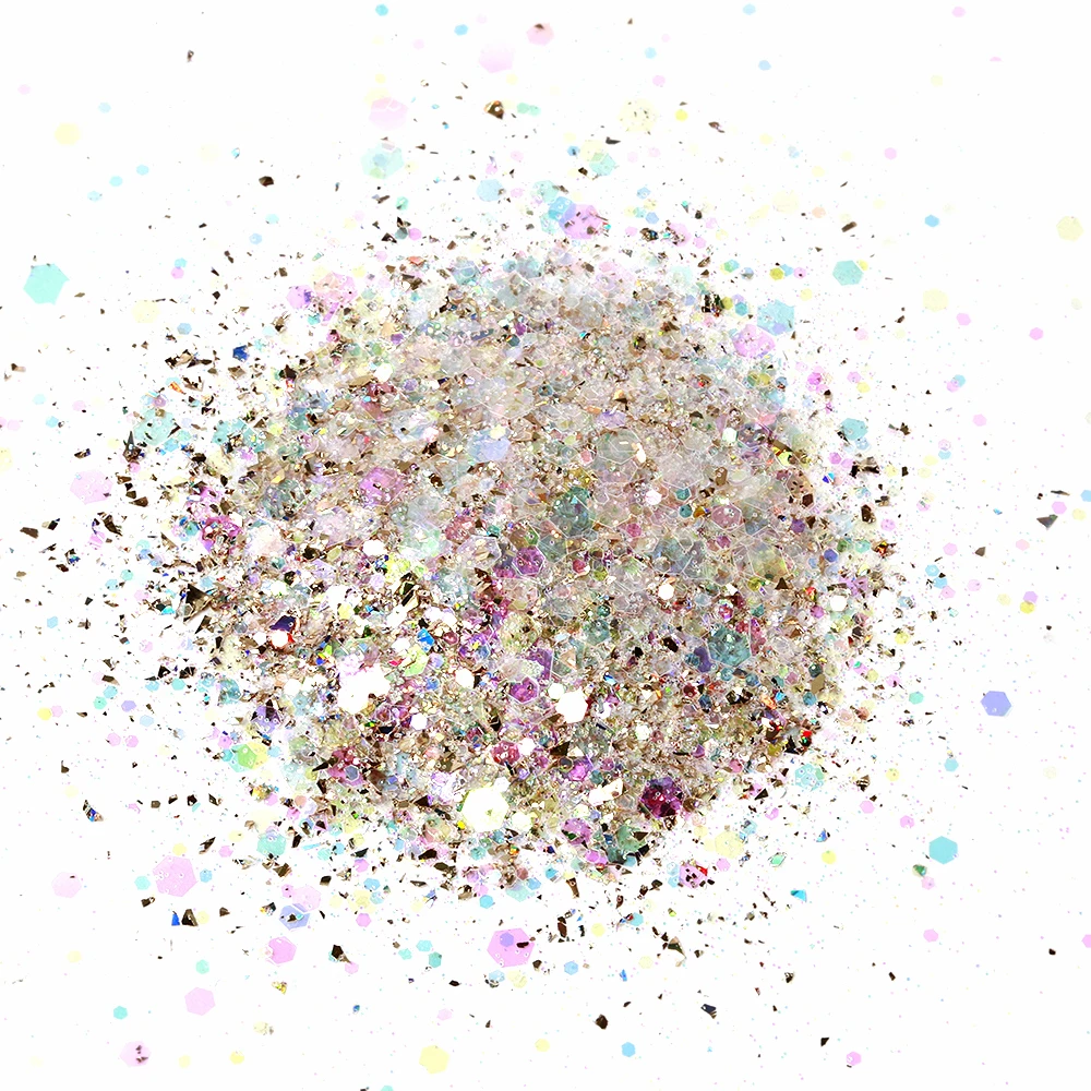 

50G Opal Chunky Glitter, 12 Colors Mixology Craft Glitter Powder for NAIL ART /Tumblers /Slime, Iridescent Chunky Glitter