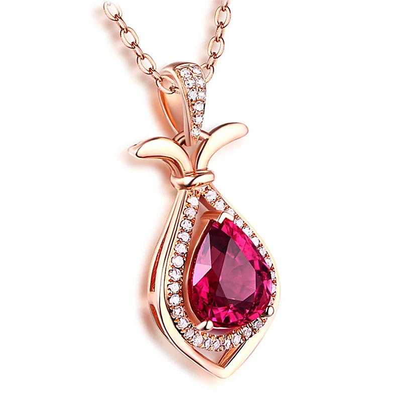 

2021 Trendy 925 Sterling Silver Chain Necklace For Lady Christmas Present Fashion Lady Crystal Flower Pendant Necklace Rose Gold