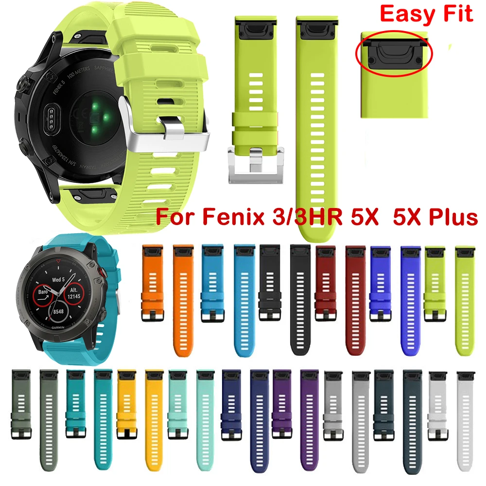 20 26 22 мм ремешок для Garmin Fenix 5X5 5S Plus 3 HR Forerunner 935 часы Quick Release силиконовые легко