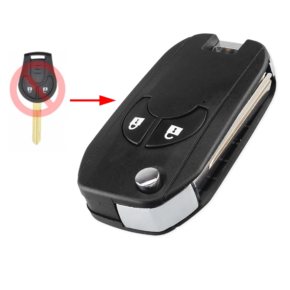 KEYYOU 2 кнопки флип складной чехол для дистанционного ключа от машины оболочка Брелок чехол Стайлинг для Nissan Cube Micra Qashqai Juke Altima Maxima - Количество кнопок: 2 Buttons