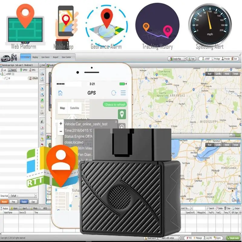 GPS-Трекер OBD II в режиме реального времени устройство слежения за автомобилем