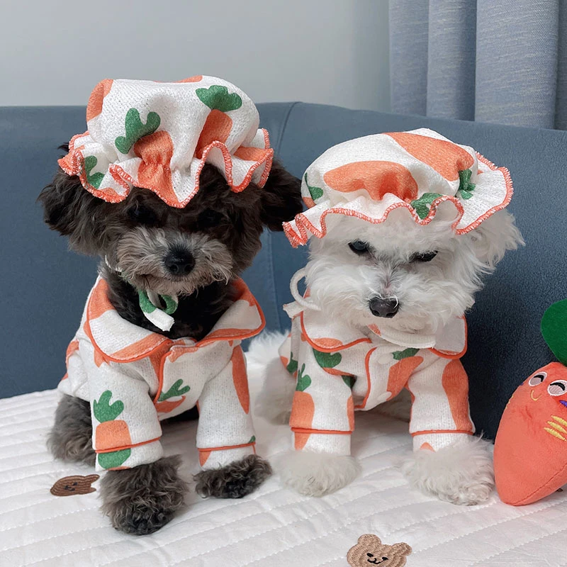

Dog Pajamas Soft Comfortable Dog Shirt Hat Pyjama Pomeranian Poodle Bichon Schnauzer Pug French Bulldog Clothes Shirt Dropship