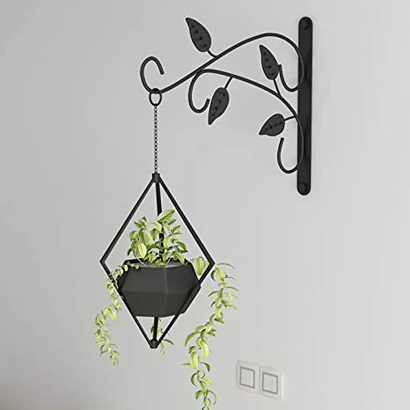

2PCS Hanging Basket Brackets Plant Hook Metal Outdoor Garden Heavy Duty Wall Hook for Planter Flower Hanger Bird Feeder