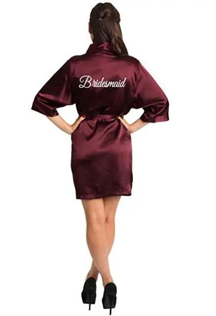 wine bridesmaid Винно-Красный халат невесты мать сестра невесты свадебный подарок халат кимоно атласные халаты 001 - Цвет: wine bridesmaid