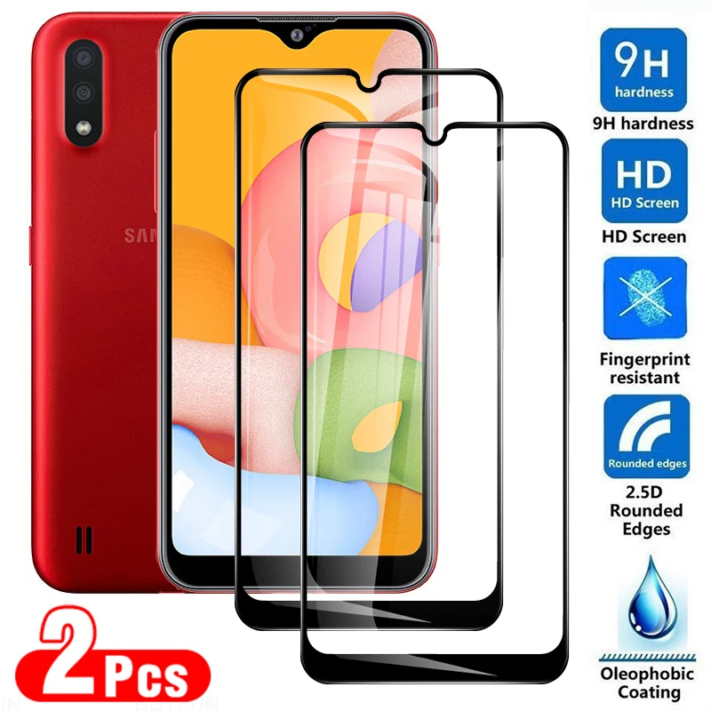 

2 шт., защитная пленка на весь экран для Samsung A01, закаленное стекло для Samsung Galaxy A01, M01, Core A0, A 0, 1, 01, 9H, защитная пленка