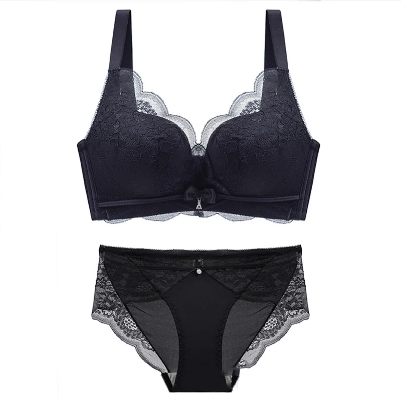 

2021 Women's Sexy Gathering Top Breathable Seamless Underwear Without Steel Ring Adjustable Comfortable Ladies Plus Size Bra Set