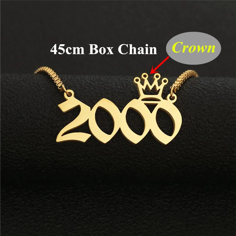 Ожерелье с подвеской в виде короны из нержавеющей стали 2000 1999 1998 1997 цепочка