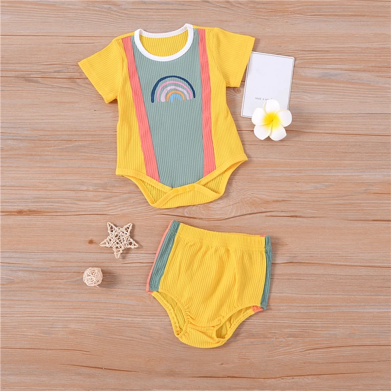 

Baby Pure Cotton Summer Soft Breathable Triangle Climbing Suit Short Sleeve Khaki PP Pants