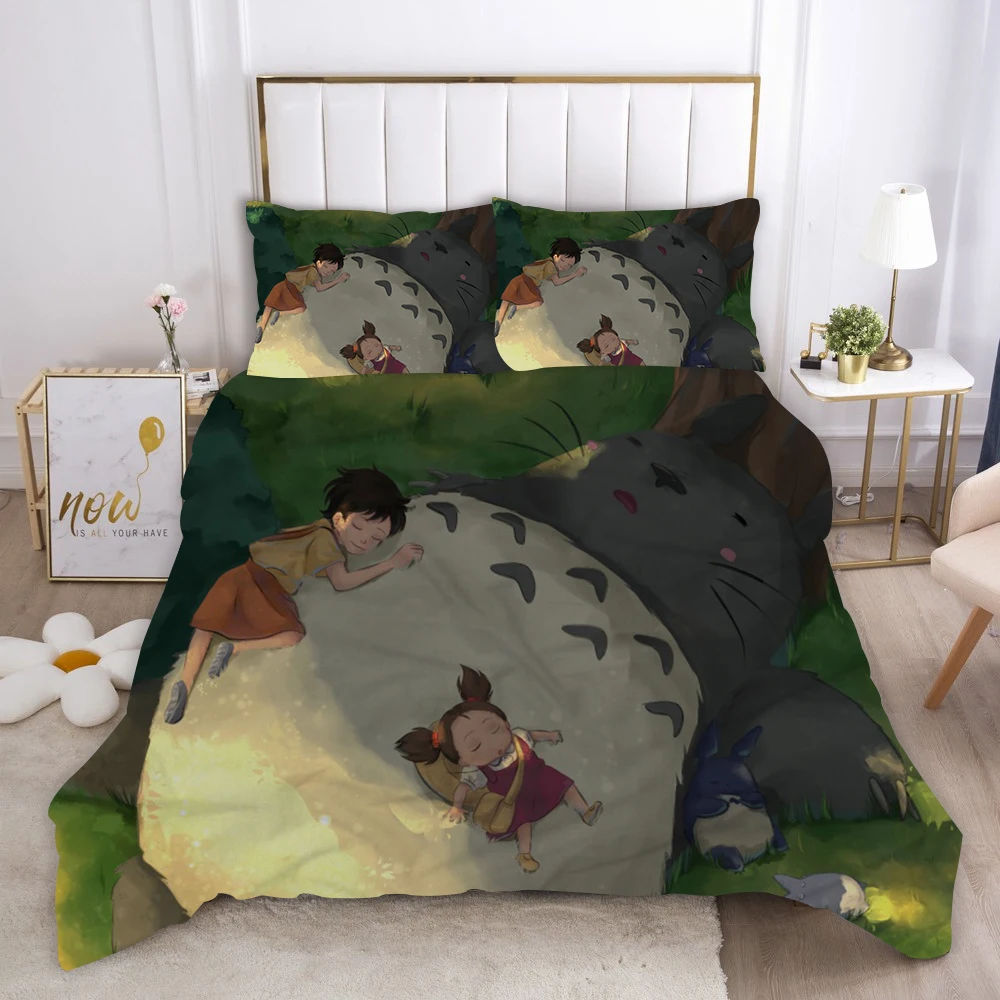 Комплект постельного белья с 3D Аниме Тоторо популярный мультяшный из льна