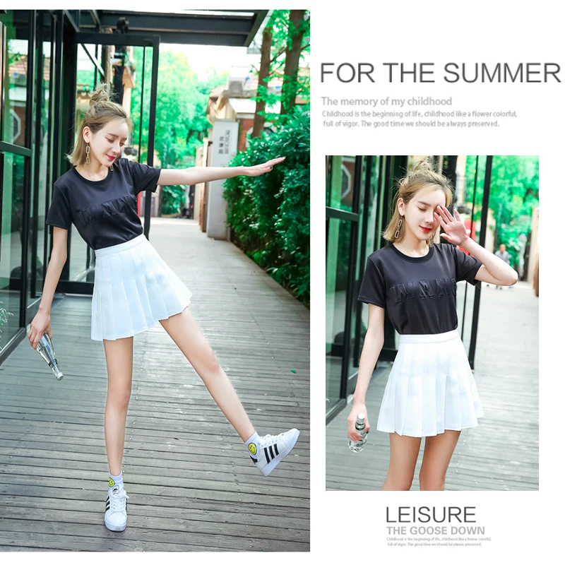 Плиссированная юбка Женская трапециевидная короткая мягкая 3 цвета Студенческая