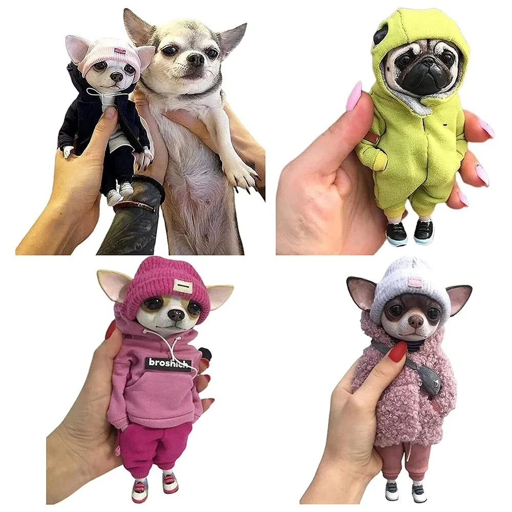 Resin Standing Puppy Handmade Doll Fashionable Chihuahua SharPei Dog Status Cute Animal Home Christmas Decoratio Figurine | Дом и сад